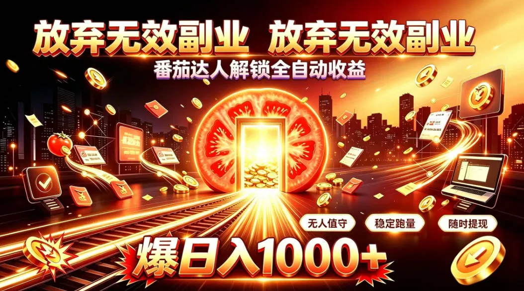 放弃无效副业，番茄达人解锁全自动收益，日入1k+，门槛最低的线上轻资产项目【揭秘】-海桐网创