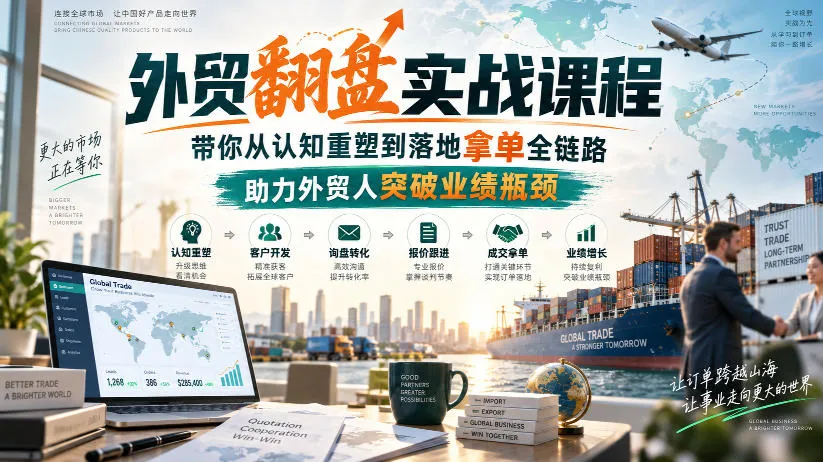 外贸翻盘实战课程，带你从认知重塑到落地拿单全链路，助力外贸人突破业绩瓶颈-海桐网创