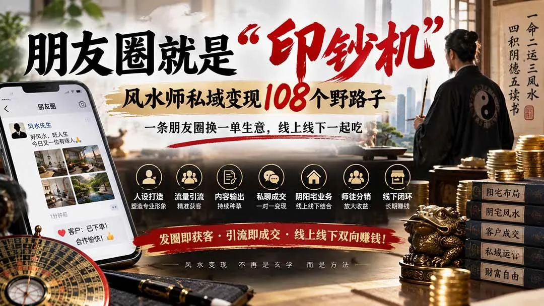 (20464期)朋友圈就是“印钞机”,风水师私域变现108个野路子,一条朋友圈换一单生意,线上线下一起吃【文档】-海桐网创