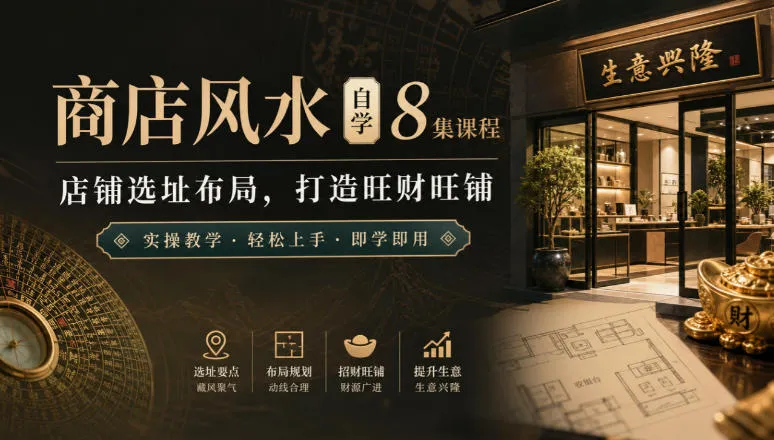 商店风水自学8集课程|店铺选址布局,打造旺财旺铺实操教学-海桐网创