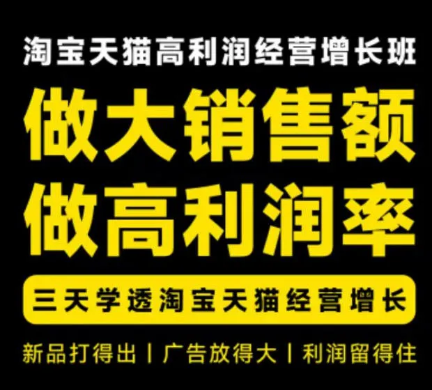 天猫淘宝高利润经营增长班杭州线下课31期8月22-24日,做大销售额做高利润率,三天学透淘宝天猫经营增长-海桐网创