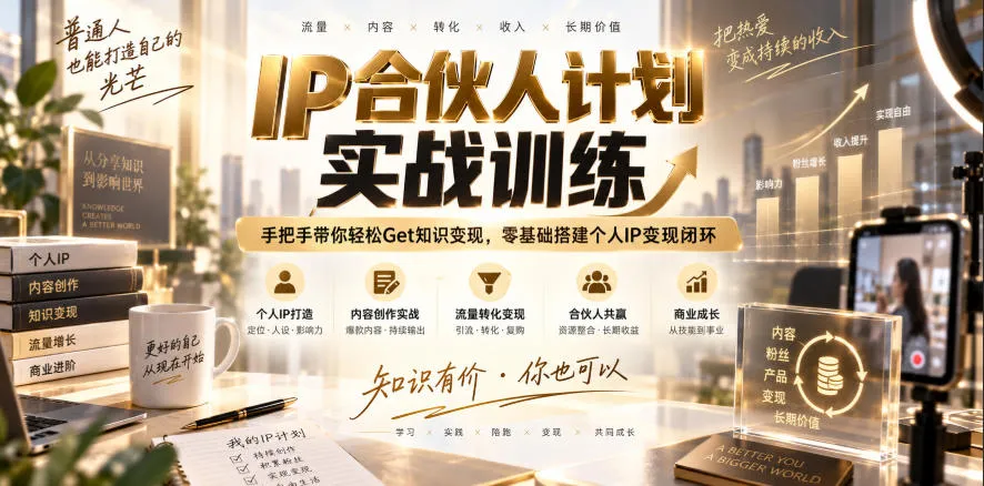 IP合伙人计划实战训练,手把手带你轻松Get知识变现,零基础搭建个人IP变现闭环(更新260908)-海桐网创