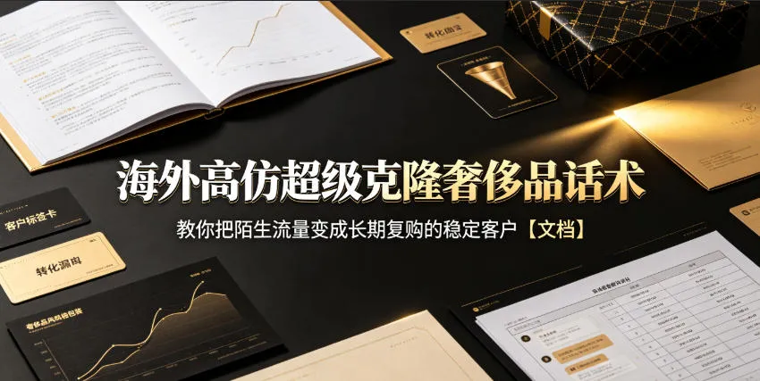 海外高仿超级克隆奢侈品话术,教你把陌生流量变成长期复购的稳定客户【文档】 海外高仿超级克隆奢侈品话术,教你把陌生流量变成长期复购的稳定客户【文档】