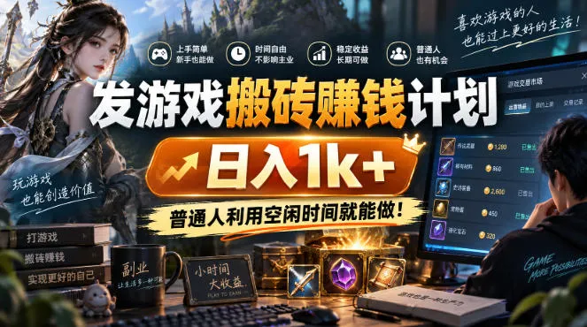发游戏搬砖賺钱计划，日入1k+，稳定三年的老项目，普通人利用空闲时间就能做!【揭秘】-海桐网创