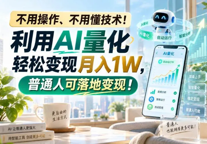 （20429期）利用AI量化轻松变现月入1W，普通人可落地变现，不用操作、不用懂技术！-海桐网创