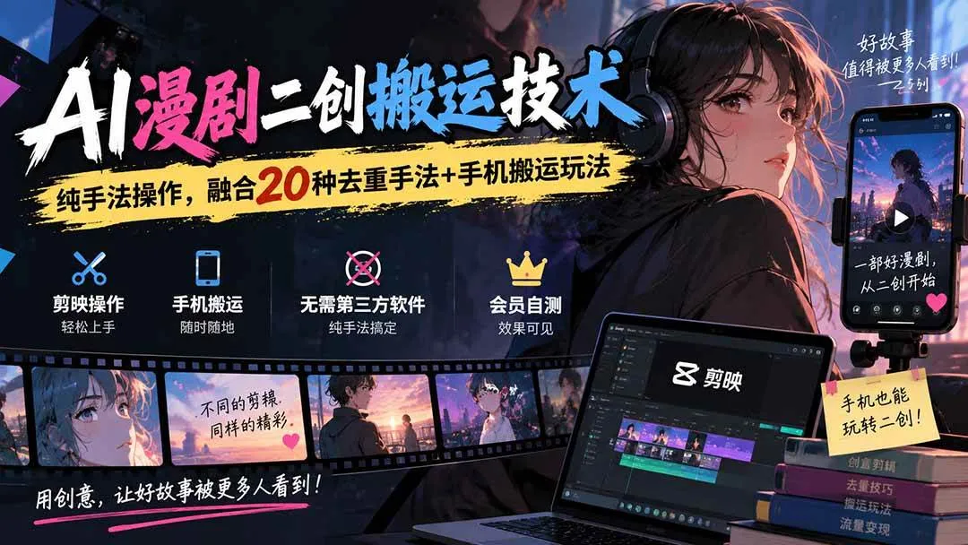(20551期)AI漫剧二创搬运技术,纯手法操作,融合20种去重手法++手机搬运玩法 (20551期)AI漫剧二创搬运技术,纯手法操作,融合20种去重手法++手机搬运玩法