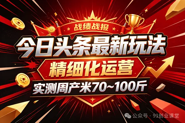 今日头条最新玩法，精细化运营，躺米，实测周产米 70~100 斤，兔米橡木，全新躺.zhuan模式-海桐网创