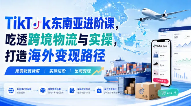TikTok东南亚进阶课,吃透跨境物流与实操,打造海外变现路径-海桐网创