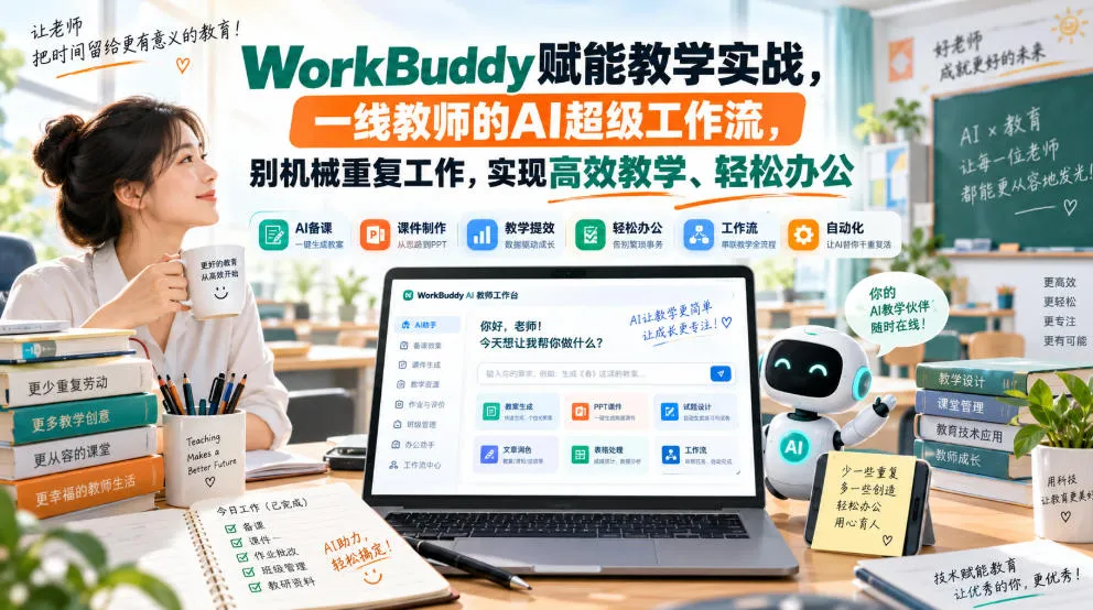 WorkBuddy赋能教学实战，一线教师的AI超级工作流，别机械重复工作，实现高效教学、轻松办公-海桐网创