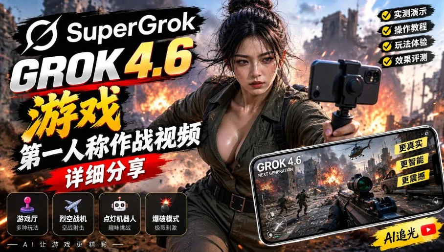 Grok 4.6也能做游戏？第一人称作战视频实测｜玩法详细讲解-海桐网创