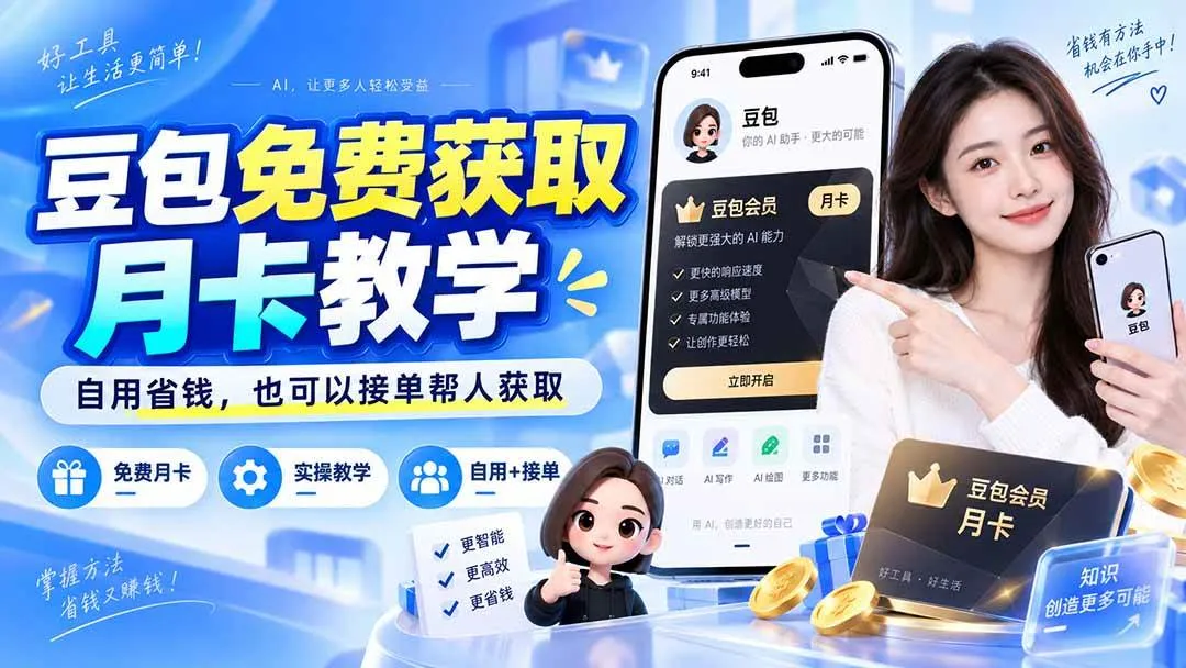 （20358期）豆包免费获取月卡教学，自用省钱，也可以接单帮人获取-海桐网创