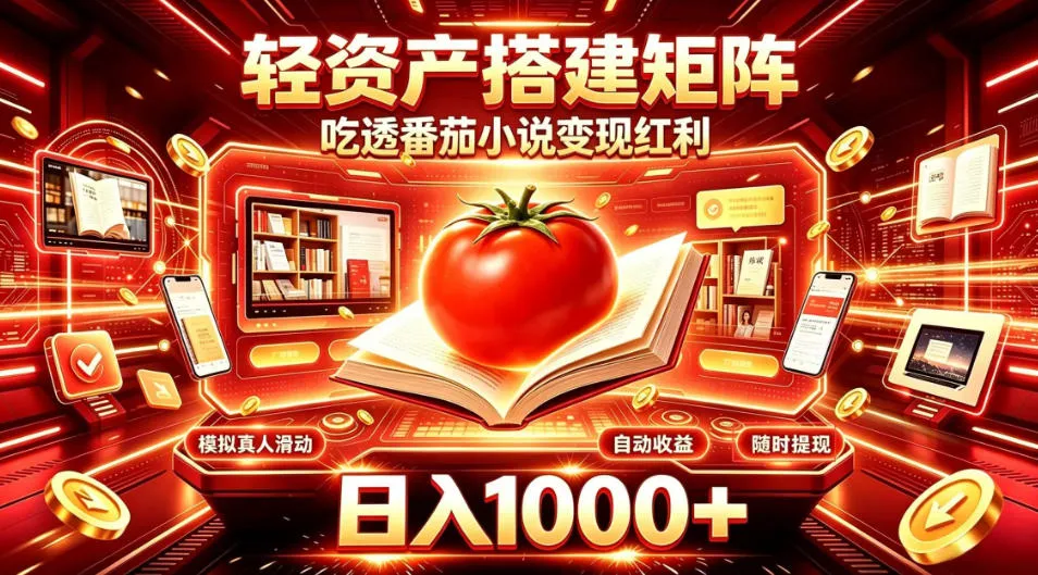 轻资产搭建矩阵,吃透番茄小说变现红利,日入1000+,支持无限矩阵放大【揭秘】-海桐网创