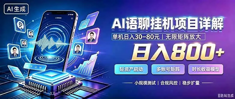 (20314期)AI语聊挂机,日入800+,适用个人副业,工作室矩阵操作-海桐网创