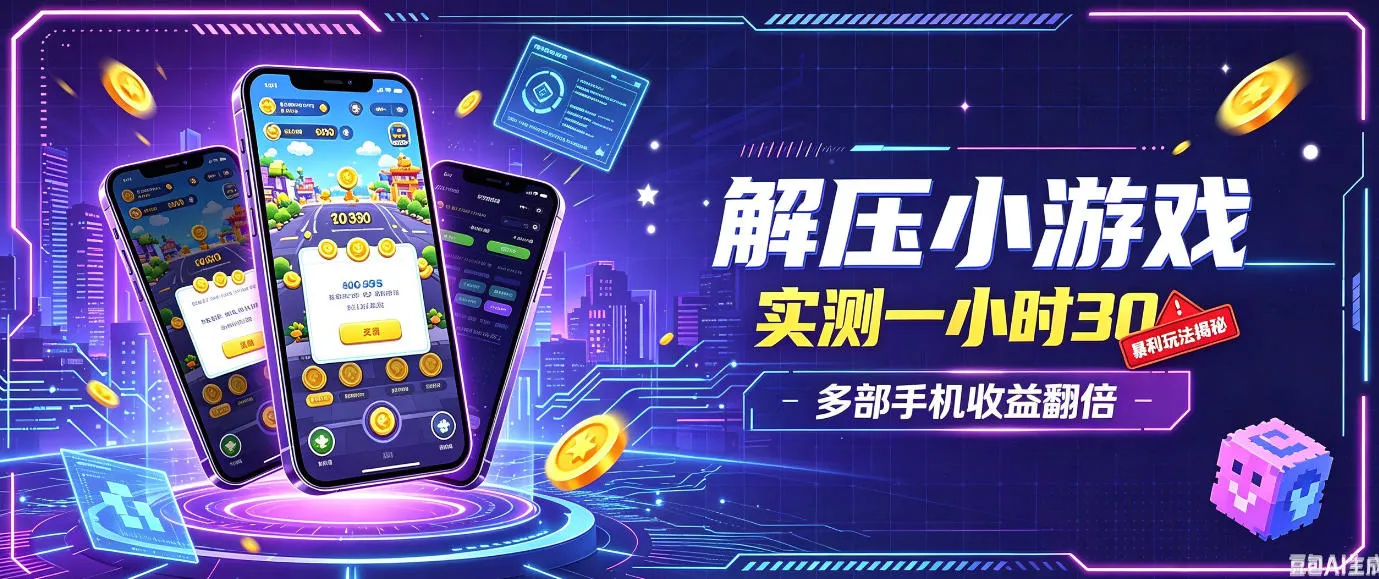 小游戏全流程玩法，实测一小时搞30，简单无脑解压，当天做当天就能看到进账，直接冲就行【揭秘】-海桐网创