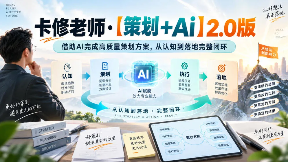 卡修老师·【策划+Ai】2.0版借助Ai完成高质量策划方案,从认知到落地完整闭环-海桐网创