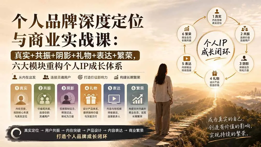 (20140期)个人品牌深度定位与商业实战课:真实+共振+阴影+礼物+表达+繁荣,六大模块重构个人IP成长体系-海桐网创