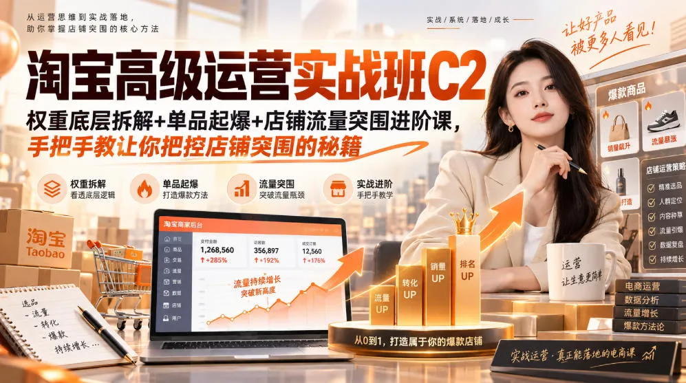 淘宝高级运营实战班C2|权重底层拆解+单品起爆+店铺流量突围进阶课,手把手教让你把控店铺突围的秘籍 淘宝高级运营实战班C2|权重底层拆解+单品起爆+店铺流量突围进阶课,手把手教让你把控店铺突围的秘籍
