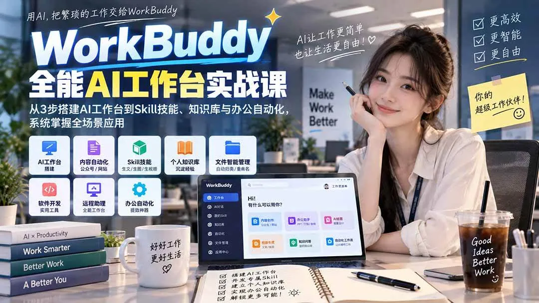 （20403期）WorkBuddy全能AI工作台实战课：从3步搭建AI工作台到Skill技能、知识库与办公自动化，系统掌握全场景应用-海桐网创