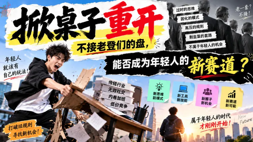 某公众号付费文章:掀桌子重开,不接老登们的盘,能否成为年轻人的新赛道?-海桐网创