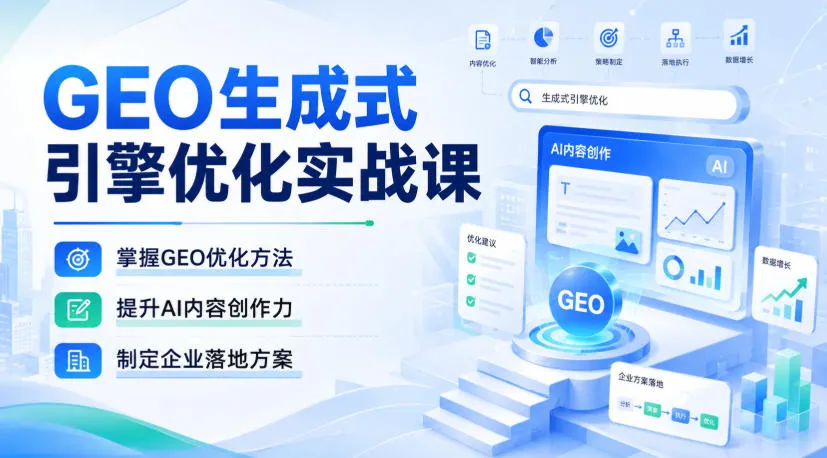 GEO生成式引擎优化实战课,掌握GEO优化方法,提升AI内容创作力,制定企业落地方案-海桐网创
