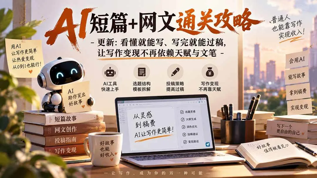 （20578期）AI短篇+网文通关攻略-更新0921：看懂就能写、写完就能过稿，让写作变现不再依赖天赋与文笔-海桐网创